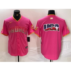 Men San Diego Padres Team Big Logo Pink Cool Base Stitched Baseball Jersey 2