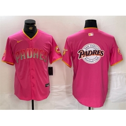 Men San Diego Padres Team Big Logo Pink Cool Base Stitched Baseball Jersey
