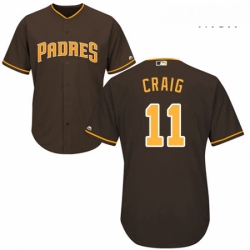 Mens Majestic San Diego Padres 11 Allen Craig Replica Brown Alternate Cool Base MLB Jersey 