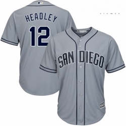 Mens Majestic San Diego Padres 12 Chase Headley Authentic Grey Road Cool Base MLB Jersey 