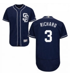 Mens Majestic San Diego Padres 3 Clayton Richard Navy Blue Alternate Flex Base Authentic Collection MLB Jersey