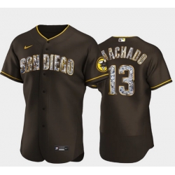 Men's San Diego Padres #13 Manny Machado Diamond Edition Brown Jersey