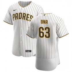 San Diego Padres 63 Jorge Ona Men Nike White Brown Home 2020 Authentic Player Jersey