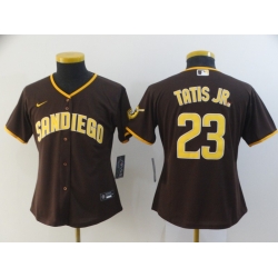 Women Padres 23 Fernando Tatis Jr  Brown Nike Cool Base Jersey