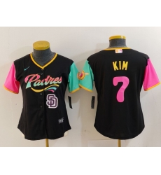 Women San Diego Padres 7 Ha Seong Kim Black City Connect Stitched Baseball Jersey 3