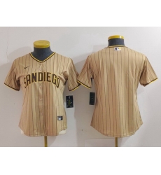 Women San Diego Padres Tan Team Big Logo Stitched Baseball Jersey 2