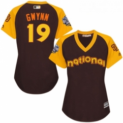 Womens Majestic San Diego Padres 19 Tony Gwynn Authentic Brown 2016 All Star National League BP Cool Base Cool Base MLB Jersey