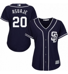 Womens Majestic San Diego Padres 20 Carlos Asuaje Replica Navy Blue Alternate 1 Cool Base MLB Jersey 