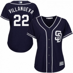 Womens Majestic San Diego Padres 22 Christian Villanueva Authentic Navy Blue Alternate 1 Cool Base MLB Jersey 