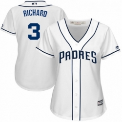 Womens Majestic San Diego Padres 3 Clayton Richard Replica White Home Cool Base MLB Jersey 