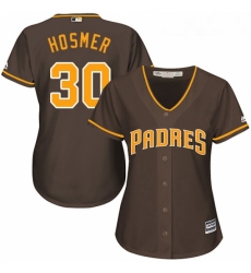 Womens Majestic San Diego Padres 30 Eric Hosmer Replica Brown Alternate Cool Base MLB Jersey 