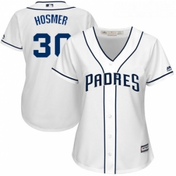 Womens Majestic San Diego Padres 30 Eric Hosmer Replica White Home Cool Base MLB Jersey 