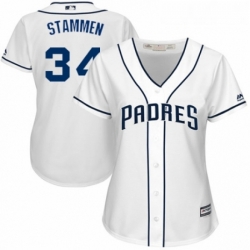 Womens Majestic San Diego Padres 34 Craig Stammen Authentic White Home Cool Base MLB Jersey 