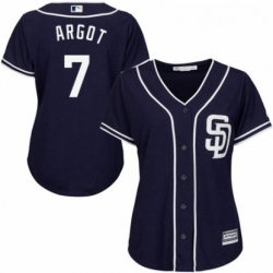 Womens Majestic San Diego Padres 7 Manuel Margot Replica Navy Blue Alternate 1 Cool Base MLB Jersey 