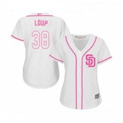 Womens San Diego Padres 38 Aaron Loup Replica White Fashion Cool Base Baseball Jersey 