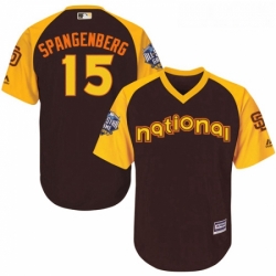 Youth Majestic San Diego Padres 15 Cory Spangenberg Authentic Brown 2016 All Star National League BP Cool Base Cool Base MLB Jersey