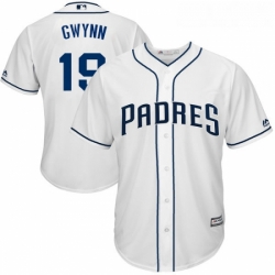 Youth Majestic San Diego Padres 19 Tony Gwynn Replica White Home Cool Base MLB Jersey