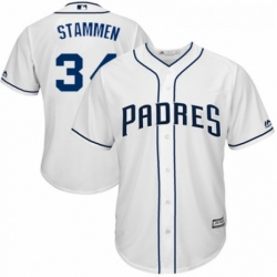 Youth Majestic San Diego Padres 34 Craig Stammen Authentic White Home Cool Base MLB Jersey 