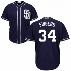 Youth Majestic San Diego Padres 34 Rollie Fingers Replica Navy Blue Alternate 1 Cool Base MLB Jersey