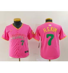 Youth San Diego Padres 7 Ha Seong Kim Pink Stitched Baseball Jersey 3