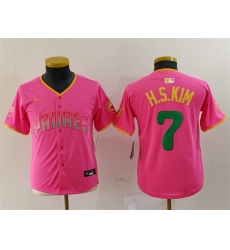 Youth San Diego Padres 7 Ha Seong Kim Pink Stitched Baseball Jersey