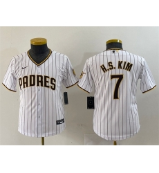 Youth San Diego Padres 7 Ha Seong Kim White Stitched Baseball Jersey