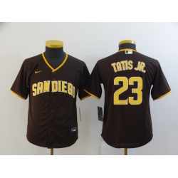 Youth San Diego Padres Fernando Tatis Jr 23 Brown Nike Cool Base Jersey