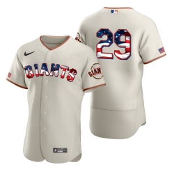 Men San Francisco Giants 29 Jeff Samardzija Men Nike Cream Fluttering USA Flag Limited Edition Flex Base MLB Jersey