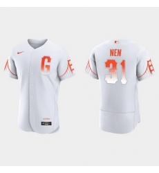 Men San Francisco Giants 31 Robb Nen Men 2021 City Connect Authentic White Jersey