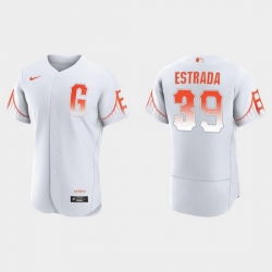 Men San Francisco Giants 39 Thairo Estrada Men 2021 City Connect Authentic White Jersey