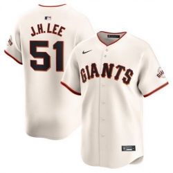 Men San Francisco Giants 51 Jung Hoo Lee Cream 2024 Home Limited Stitched Baseball Jersey