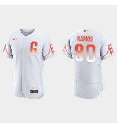 Men San Francisco Giants 80 Heliot Ramos Men 2021 City Connect Authentic White Jersey