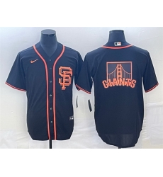 Men San Francisco Giants Black Team Big Logo Cool Base Stitched Baseball Jersey