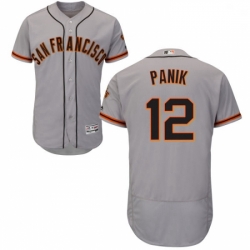 Mens Majestic San Francisco Giants 12 Joe Panik Grey Road Flex Base Authentic Collection MLB Jersey