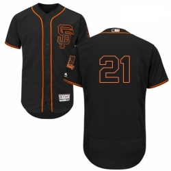 Mens Majestic San Francisco Giants 21 Deion Sanders Black Alternate Flex Base Authentic Collection MLB Jersey