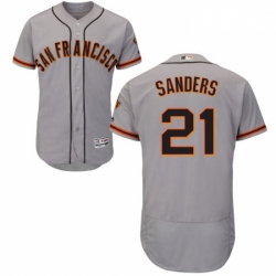 Mens Majestic San Francisco Giants 21 Deion Sanders Grey Road Flex Base Authentic Collection MLB Jersey