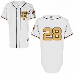 Mens Majestic San Francisco Giants 28 Buster Posey Authentic CreamGold No MLB Jersey