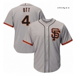 Mens Majestic San Francisco Giants 4 Mel Ott Replica Grey Road 2 Cool Base MLB Jersey