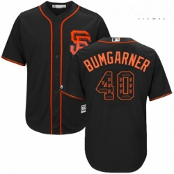 Mens Majestic San Francisco Giants 40 Madison Bumgarner Authentic Black Team Logo Fashion Cool Base MLB Jersey