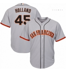 Mens Majestic San Francisco Giants 45 Derek Holland Replica Grey Road Cool Base MLB Jersey 