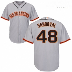 Mens Majestic San Francisco Giants 48 Pablo Sandoval Replica Grey Road Cool Base MLB Jersey 