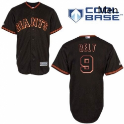 Mens Majestic San Francisco Giants 9 Brandon Belt Authentic Black New Cool Base MLB Jersey