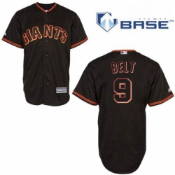 Mens Majestic San Francisco Giants 9 Brandon Belt Replica Black New Cool Base MLB Jersey