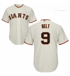 Mens Majestic San Francisco Giants 9 Brandon Belt Replica Cream Home Cool Base MLB Jersey