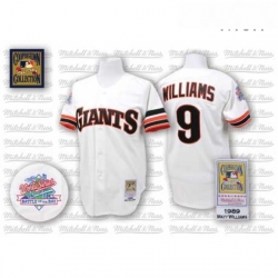 Mens Mitchell and Ness San Francisco Giants 9 Matt Williams Replica White Throwback MLB Jersey