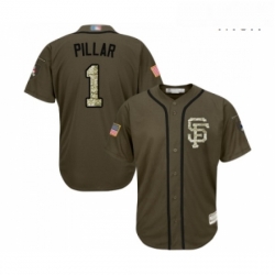 Mens San Francisco Giants 1 Kevin Pillar Authentic Green Salute to Service Baseball Jersey 