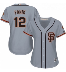 Womens Majestic San Francisco Giants 12 Joe Panik Replica Grey Road 2 Cool Base MLB Jersey