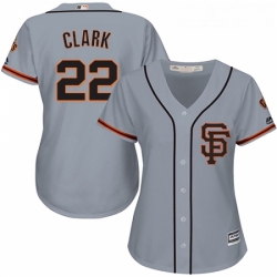 Womens Majestic San Francisco Giants 22 Will Clark Replica Grey Road 2 Cool Base MLB Jersey