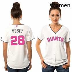 Womens Majestic San Francisco Giants 28 Buster Posey Replica White Mothers Day Cool Base MLB Jersey