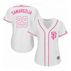 Womens Majestic San Francisco Giants 29 Jeff Samardzija Authentic White Fashion Cool Base MLB Jersey